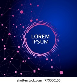 Vector molecule connect with halftone circle design