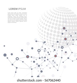 Vector molecule connect with halftone planet.