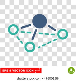 Vector Molecule EPS vector icon. Illustration style is flat iconic bicolor cobalt and cyan symbol on a transparent background.