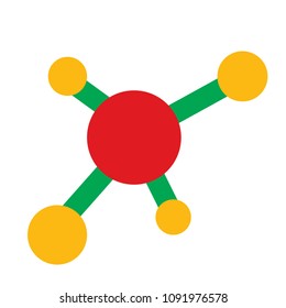 vector molecule icon, atom chemistry symbol - science molecule technology, isolated illustration - one line