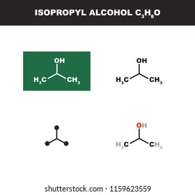 Vector molecule of isopropyl alcohol or isopropanol in several variants - organic chemistry concept