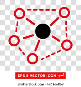 Vector Molecule Links EPS vector icon. Illustration style is flat iconic bicolor black and intensive red symbol on a transparent background.