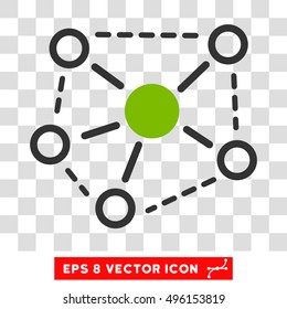 Vector Molecule Links EPS vector pictogram. Illustration style is flat iconic bicolor eco green and gray symbol on a transparent background.