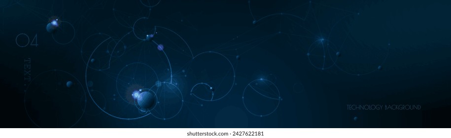 Vector molecule, Network Connected lines with dots, technology on blue background. Abstract internet network connection design for web site. Digital data, communication, science and futuristic concept