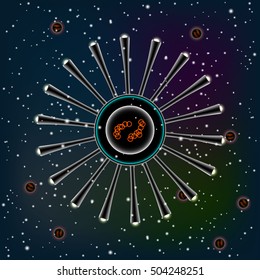 Vector Molecules background illustration blue black 