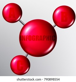 Vector molecules or particles with bonds. Infographics.