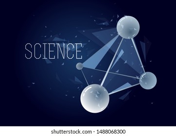 Vector molecules scientific chemistry and physics theme vector abstract background, micro and nano science and technology theme, atoms and microscopic particles.