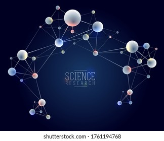 Moléculas vectoriales química científica y física temática vectorial fondo abstracto, tema de ciencia y tecnología micro y nano, átomos y partículas microscópicas.