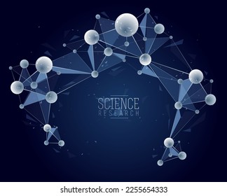 Vector molecules scientific chemistry and physics theme vector abstract background, micro and nano science and technology theme, atoms and microscopic particles. - Shutterstock ID 2255654333