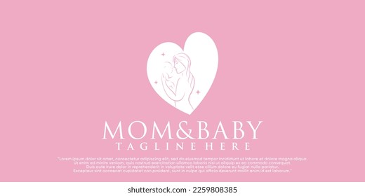 Vector de diseño de logotipo para mamás y bebés con concepto único creativo Vector Premium