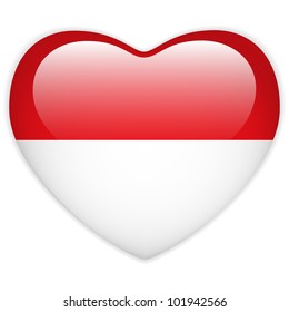 Vector - Monaco Flag Heart Glossy Button