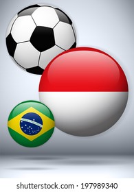 Vector - Monaco Flag with Soccer Ball Background