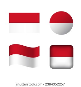 Vector Monaco National Flag Icons Set