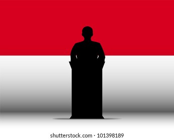 Vector - Monaco  Speech Tribune Silhouette with Flag Background