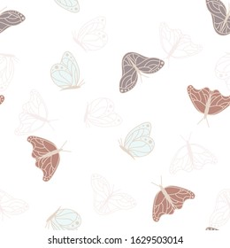 Vector Monarch Butterflies in Soft Pastel Colors seamless pattern background.