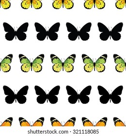 Vector Monarch Butterfly Stripes Seamless Pattern