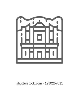 Vector Monastery of Petra, Jordan, landmark line icon. Symbol and sign illustration design. Isolated on white background