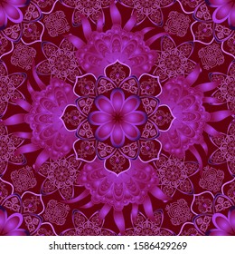 Vector Mondala in the original symmetrical combination of a seamless pattern
