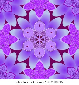 Vector Mondala in the original symmetrical combination of a seamless pattern