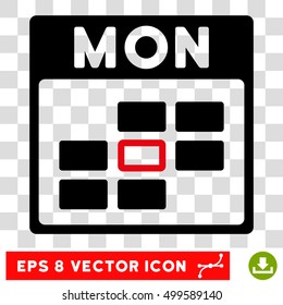 Vector Monday Calendar Grid EPS vector pictograph. Illustration style is flat iconic bicolor intensive red and black symbol on a transparent background.