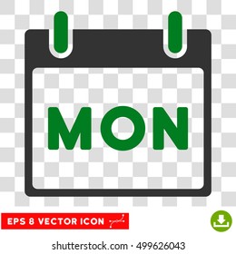 Vector Monday Calendar Page EPS vector icon. Illustration style is flat iconic bicolor green and gray symbol on a transparent background.