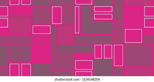 Vector; Mondrian plaid check patten magenta, brown, pink, fuchsia colored  with stripes. Modern retro fabric print design for carpet, rug, flooring, blanket digital or weaving pattern, wear, carpet, 
