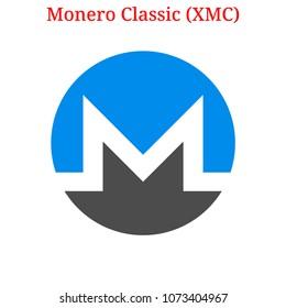 Vector Monero Classic (XMC) digital cryptocurrency logo. Monero Classic (XMC) icon. Vector illustration isolated on white background.