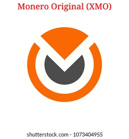 Vector Monero Original (XMO) digital cryptocurrency logo. Monero Original (XMO) icon. Vector illustration isolated on white background.