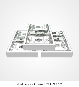 Vector Money, 30K in 100 dollar bills stacked in a pyramid