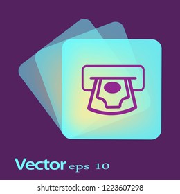 Vector money and ATM icon. Simple thin line icon set for websites, web design, mobile app, infographics