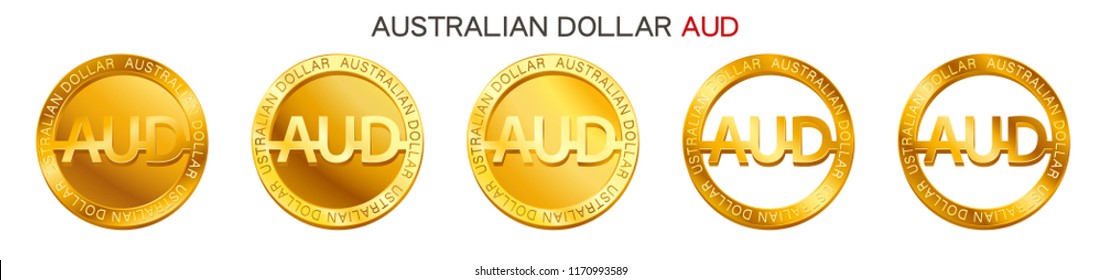 Vector Money Australian Dollar Sign (australian Dollar Coin Icon) Isolated On White Background. Golden AUD Coin Symbol Design, Australia Currency (banking Concept Illustration)