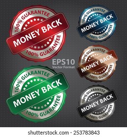 vector : money back 100% guarantee sticker, banner, sign, icon, label