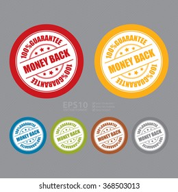Vector : Money Back 100% Guarantee Campaign Promotion, Product Label, Infographics Flat Icon, Sign, Sticker
