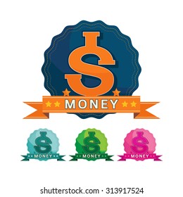 vector money back badge in flat style on white background