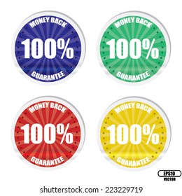 Vector : Money Back Guarantee Colorful Label with Colorful.