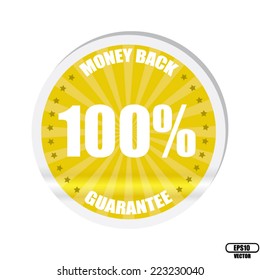 Vector : Money Back Guarantee Colorful Label with Yellow.