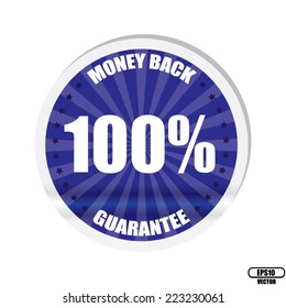 Vector : Money Back Guarantee Colorful Label with Blue.