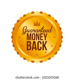 Vector Money Back Guarantee Gold Sign, Label.