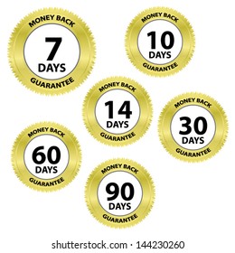 Vector money back guarantee gold sign, gold label