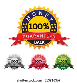 vector money back guarantee gold sign label on white background