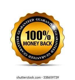 Vector Money Back Guarantee Gold Sign, Label EPS10