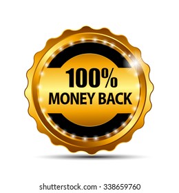 Vector Money Back Guarantee Gold Sign, Label EPS10