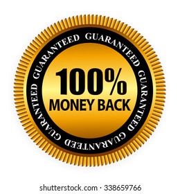 Vector Money Back Guarantee Gold Sign, Label EPS10