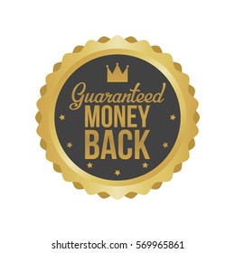 Vector Money Back Guarantee Gold Sign, Label