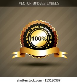 vector money back guarantee golden label