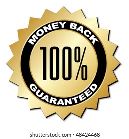 vector money back guaranteed label