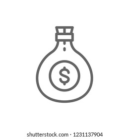 Vector money bag, cash sack line icon. Symbol and sign illustration design. Isolated on white background