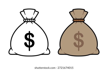 Vector Money Bag Flat Illustration