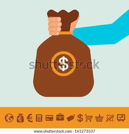 Vector Money Bag Flat Style Stock Vector Royalty Free 161273537 - vector money bag in flat style