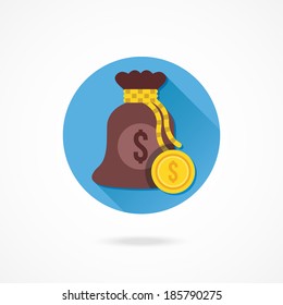 Vector Money Bag and Gold Coin Icon